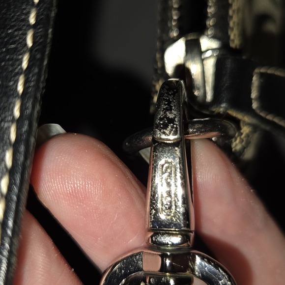 Vintage Coach Shoulder Bag Signature Demi Pochetette Black And Grey - Picture 8 of 9